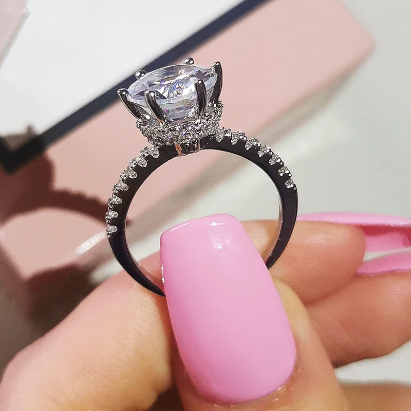 2026 Neuer Retro-Luxus Vintage Silberfarbener Designer-Verlobungs- und Ehering für Frauen, Anlauffreier Edel-Schmuck R6176 – Detail 11