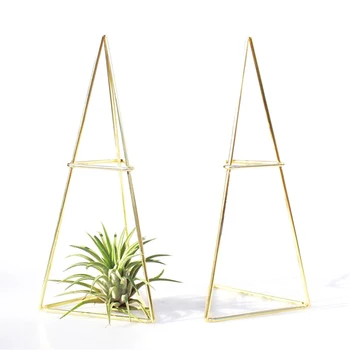 

2Pcs Geometric Air Plant Flower Stand Jewelry Storage Rack Plant Display Iron Stand Plant Holder Jewelry Tray
