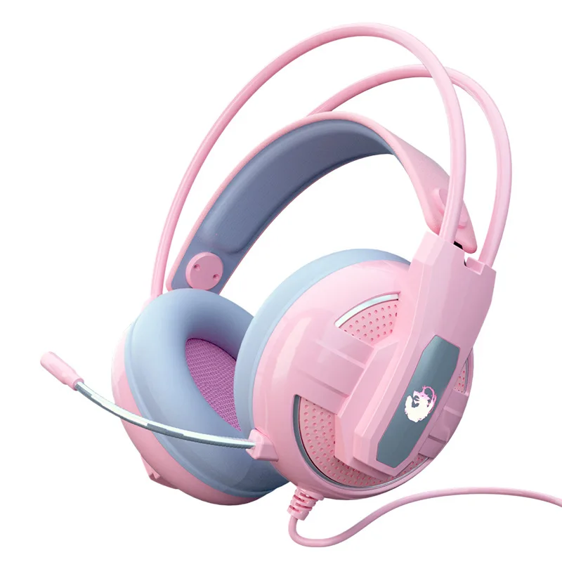 Pink Girl Heart Cute Gaming Headphone lovely Wired Headset Headphones With Mic Microphone For Computer PC Laptop Tablet 3 5mm
