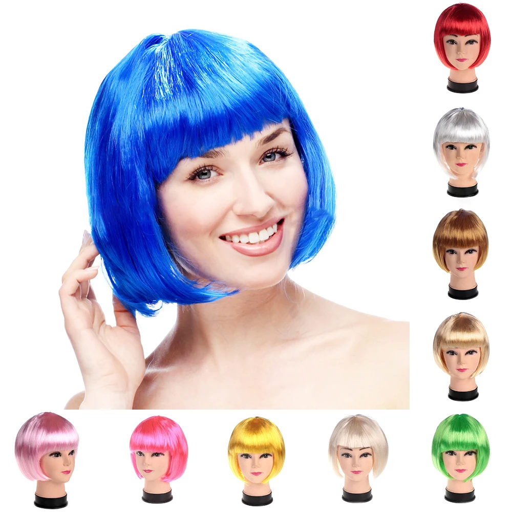 

Colorful Short Wig Christmas Party Wig Decoration Carnival Christmas Masquerade Hairpiece Cartoon Role Cosplay Student Hairpiece