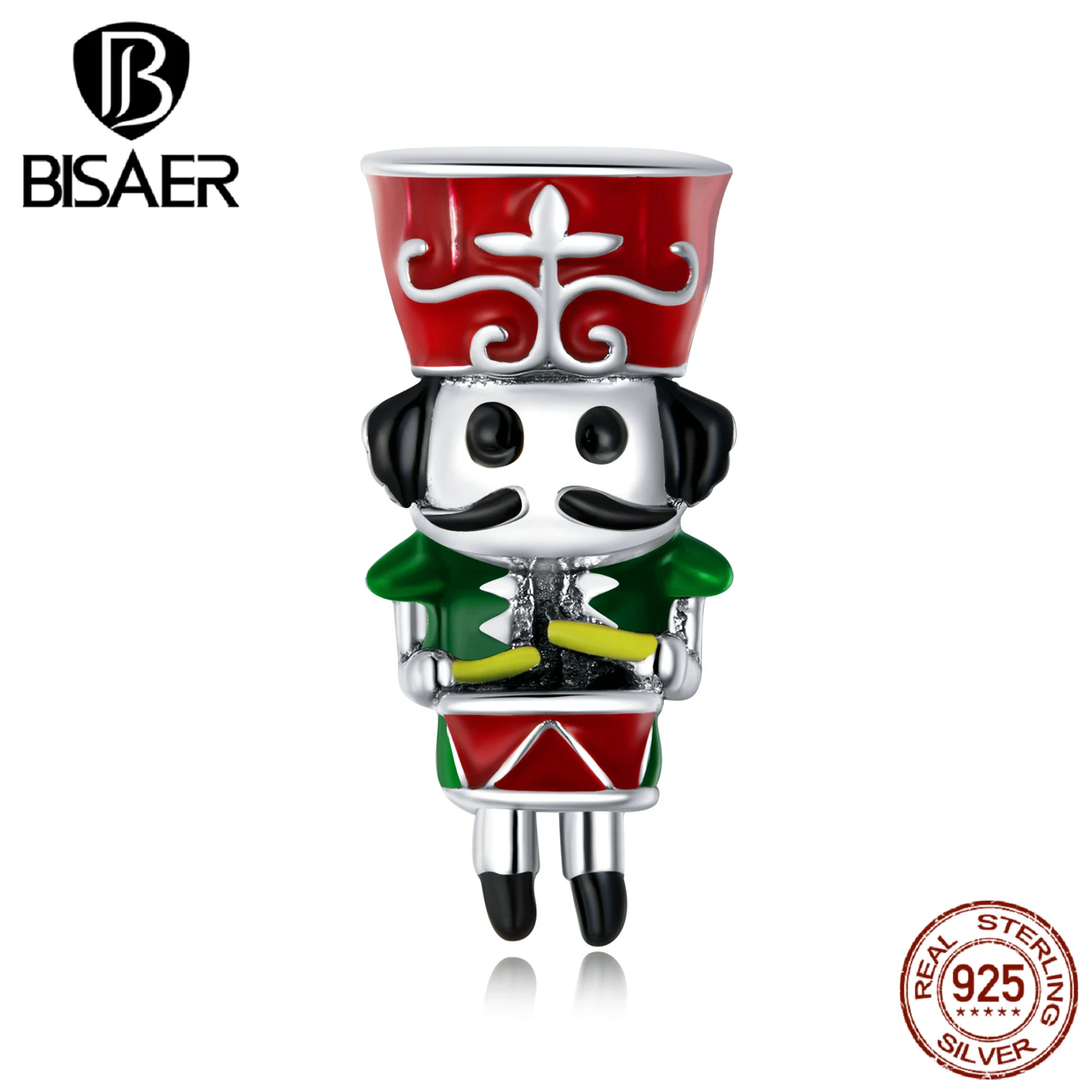 

BISAER 925 Sterling Silver Cute Guard of Honor Charms Beads fit Silver Bracelets DIY Jewelry Making ECC1638