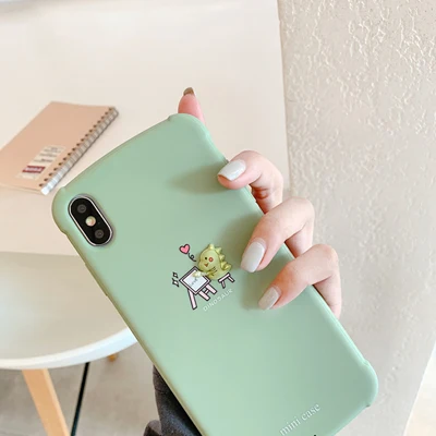 Светло-зеленый From Jenny рисовальная доска из маленького динозавра для iPhone 11 Pro x xr xs max 6 6s 7 8 плюс сплошной цвет стерео заглушка для телефона TPU Мягкий защитный чехол - Цвет: Светло-зеленый