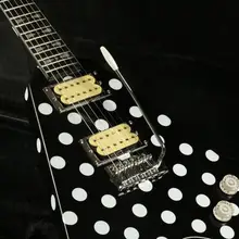 Популярный polka dot тела Топ сзади электрогитары жемчужно-белый галстук-бабочка декор в форме гитара в средства ухода за кожей Шеи HH звукосниматели Гитары