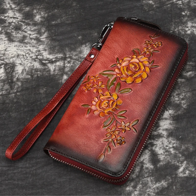 Luufan, модный кошелек из натуральной кожи для женщин, красивый цветочный кожаный женский кошелек, кошелек для девочек с ремешком, Рождественский подарок