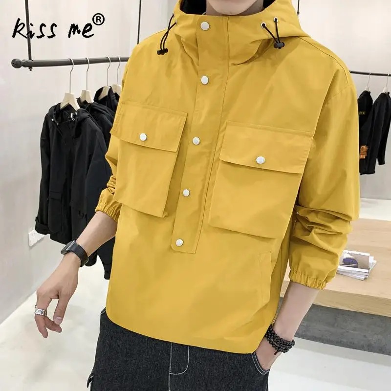 yellow Мужские куртки из материала софтшелл, теплые однотонные легкие куртки на молнии с капюшоном, модные мужские пальто, уличная спортивная одежда, мужская зимняя куртка - Цвет: yellow