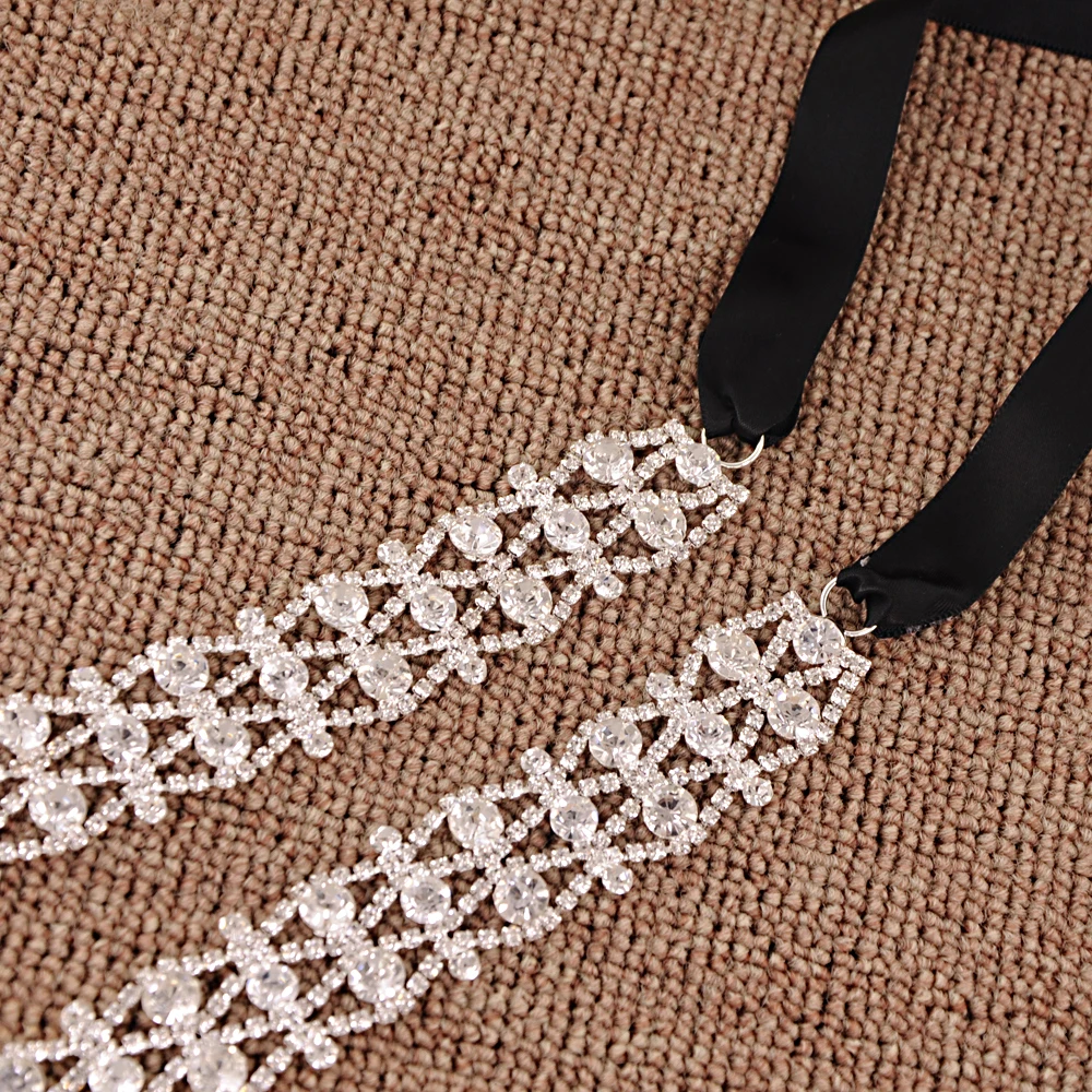 TRiXY S414-S Silver Crystal Belt Bridal Jeweled Belt Fancy Belts for Women Dresses Belt Wedding Belt Bridesmaid Belt for Dress