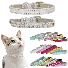  SUPREPET Shining Diamond Rhinestone Cat Collar Puppy Baby Dog Cat Collar Leather Strap for Kitten Accessories 