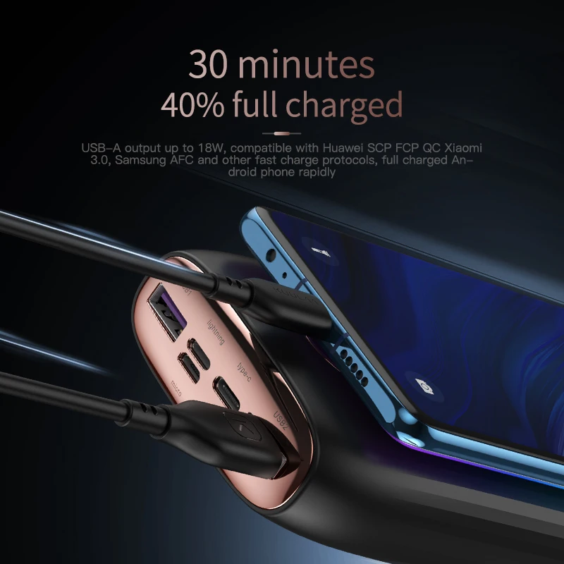 KUULAA power Bank 30000 mAh usb type C PD Быстрая зарядка+ Quick Charge 3,0 power Bank 30000 mAh Внешняя батарея для Xiaomi iPhone