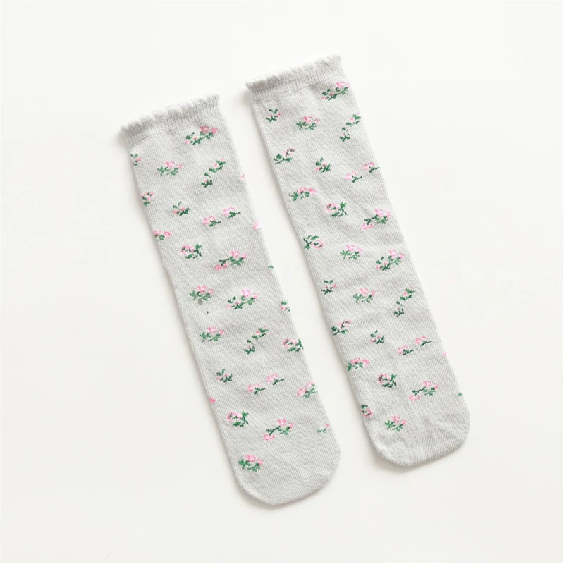 Light Grey Носки для маленьких девочек милые цветочные носки до колена Детские носки хлопковые носки для малышей носки для маленьких принцесс, одежда для маленьких девочек, детская обувь, От 1 до 3 лет - Цвет: Light Grey