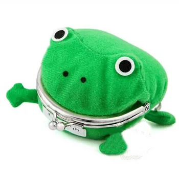 

1PCS casual cotton free shipping Frog Coin Purse Wallet Anime Manga Shape Fluff Clutch Cosplay Green one pieces