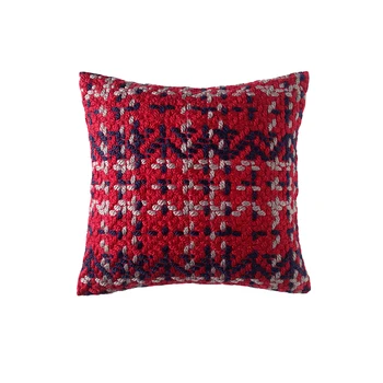 

DUNXDECO Cushion Cover Square Decorative Pillow Case Modern European Blue Red Line Wool Knitting Coussin Sofa Chair Decor