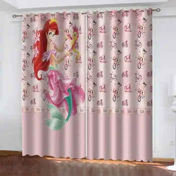 

Mermaid Fish Pink Captain America 2 Panels/Set Window Curtain Block out Fabric Drapes Darkening Thermal Insulate Bedroom Cartoon