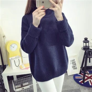 

New Autumn Winter 2020 Woman Turtleneck 100% Cashmere Sweater knit Pullovers female Loose Thick Sweater coat