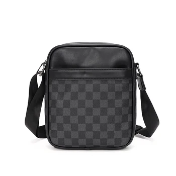 

Men's casual fashion check shoulder bag small and large capacity cross-body bag life travel cross-body bag