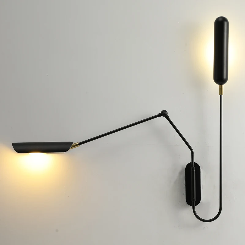 

Industrial Adjustable Switch Wall Lamp Creative Long Arm Reading Bedside Vintage Retro Led E27 Wall Lights Fexibleable Black