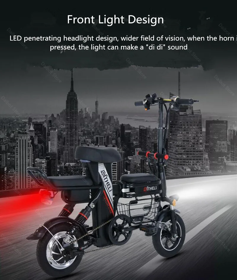 New Foldable Electric Scooter Electric Bicycles 12 Inch Parent-child 350W 48V Mini Electric Bike With Four Suspension System (17)