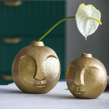 

CREATIVE RESIN VASE HUMAN HEAD GOLDEN FLOWER ARRANGEMENT ACCESSORIES MODERN HOME DESKTOP HUMAN FACE DECORATION FLOWERS VASES