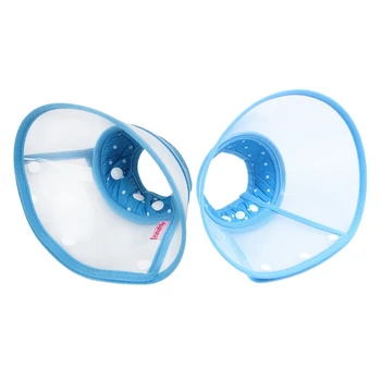 

2x Dog Cat Elizabethan Non-Toxic Wound Healing Cone Pet ANTI BITE Collar, M & L Blue