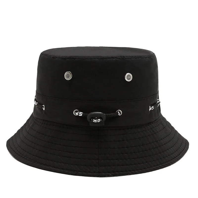 

All-Match Sunshade Men's Women's Bucket Hat Fisherman Cap Solid Color Drawstring Cycling Travel Basin Hat Trend Couple Sun Hat