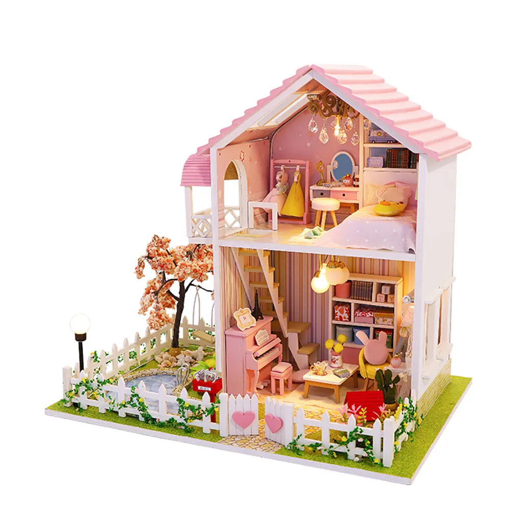 Diy Miniature Doll House Model Toys For Kids 3d Wooden Furniture Flower Room Simulation Toy Christmas Decorate Craft Toy Gift G6