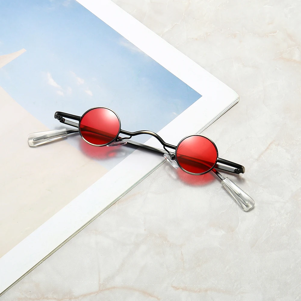 New Fashion Retro Mini Lens Sunglasses Round Men Women Metal Frame Gold Black Red Sun Glasses