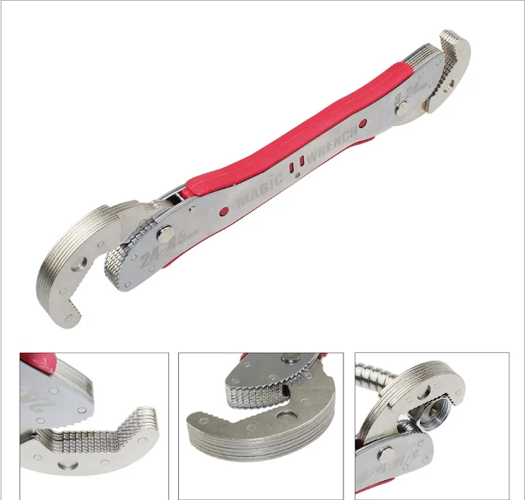 

GH Adjustable Magic Wrench Multi-function Purpose Spanner Tools 9-45mm Universal Wrench Pipe Home Hand Tool Quick Snap Grip