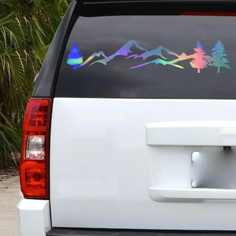 Car Discoloration Sticker Mountain Decal Tree Forest Vinyl Kit Rear Windshield Sticker Rearview Mirror Side Sticker