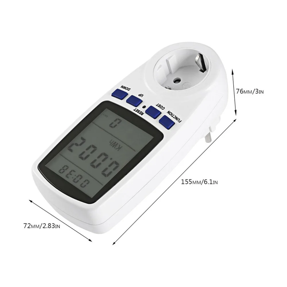 230V 50Hz LCD Digital Wattmeter Current Frequency Voltage Meter With Backlight Power Meter Tester Monitor Analyzer EU Plug
