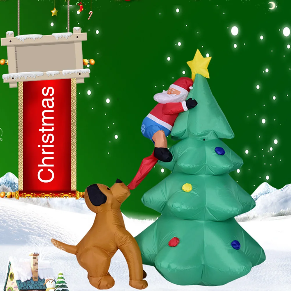 

Garden Led Festival Climbing Tree Night Inflatable Model Ornament Large Christmas Light Party Santa Claus Home Decor Dog Bit
