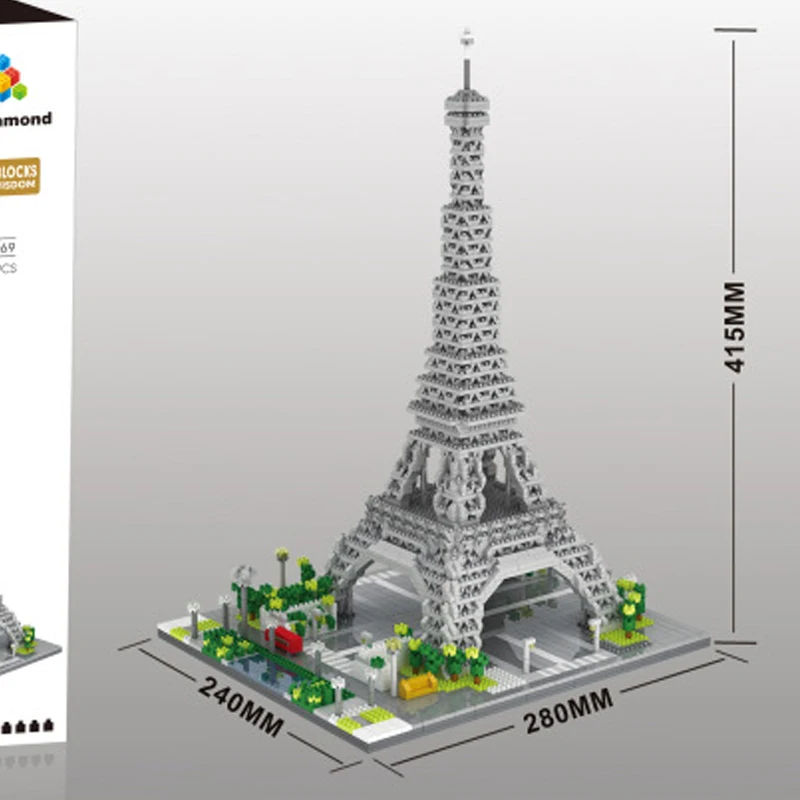 YZ 069 всемирно известная архитектура Париж Эйфелева башня DIY 3D модель 3369 шт Мини Алмазные строительные блоки игрушки для детей без коробки