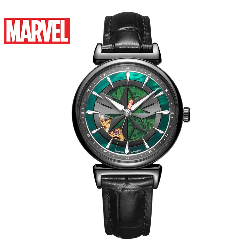 

Official The Avengers Captain Marvel Ladies Women Fashion Casual Japan Automatic Wristwatches Hollow Out Perspective Dial