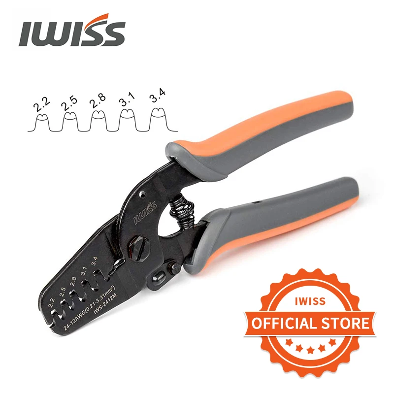 Mini Strumenti Di Piegatura Di Iwiss Iws-2412M Lo Strumento Aperto Del Piegatore Del Barilotto Funziona Per L'Inceppamento Awg24-12, Molex, Tyco, Term