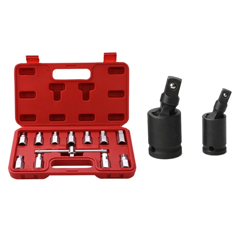 1 Set 4S Auto Repair Oil Pan Oil Drain Screw Socket Wrench & 2 Pcs