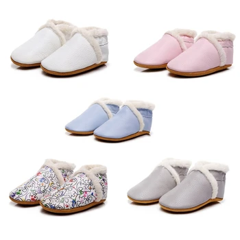 

2020 Winter Warm Shoes With Velvet Baby Cowhide Soft Sole High-tops Boots Infant Toddler Shoes Sale Season