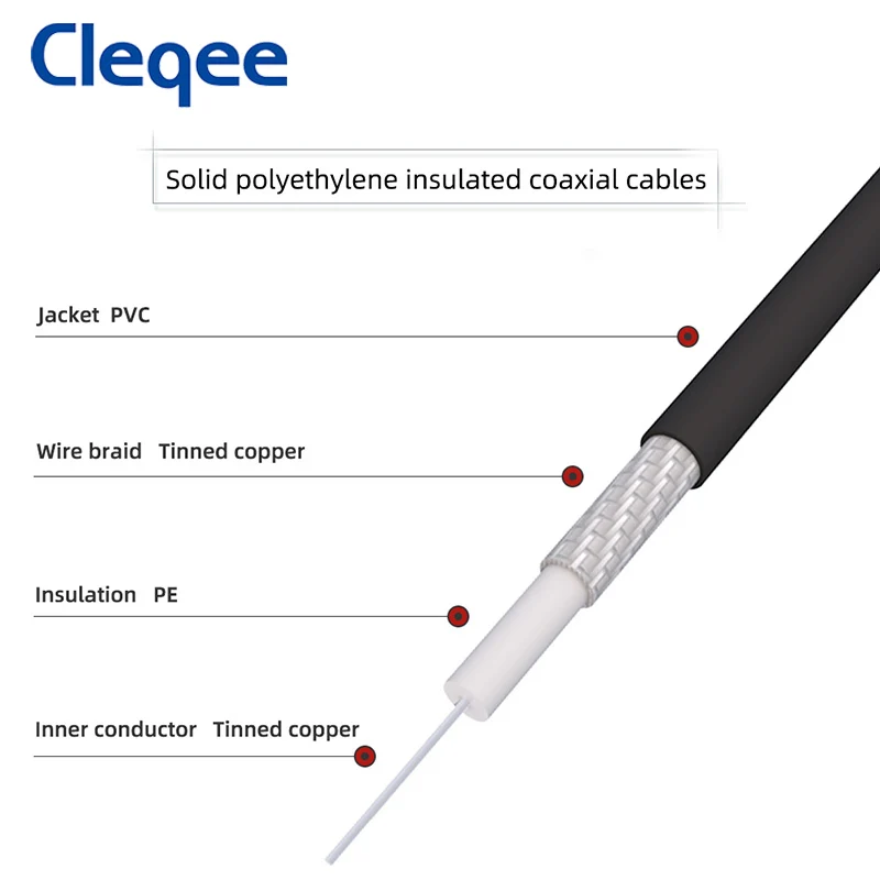 Cleqee P1064 Vergulde Puur Koperen Bnc Naar Dual 4Mm Stapelbaar Gehuld Banana Plug Test Lead Oscilloscoop Kabel 120Cm