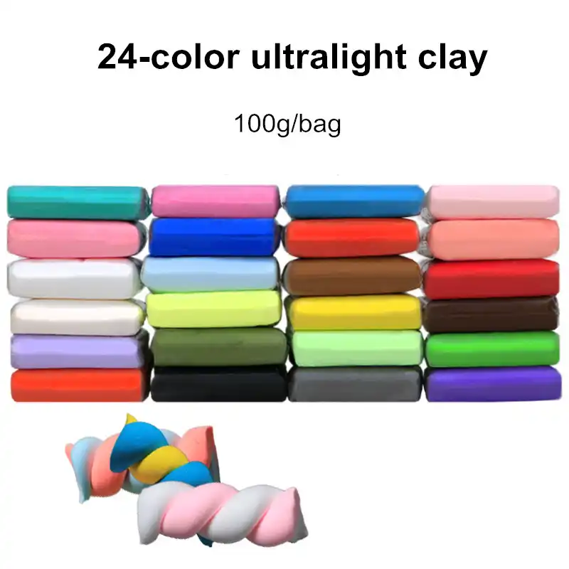 24色ソフト粘土diy人形モデル素材最大粘土超軽量ポリマー粘土安全 カラフルな袋詰め紙粘土 粘土 練子 Aliexpress