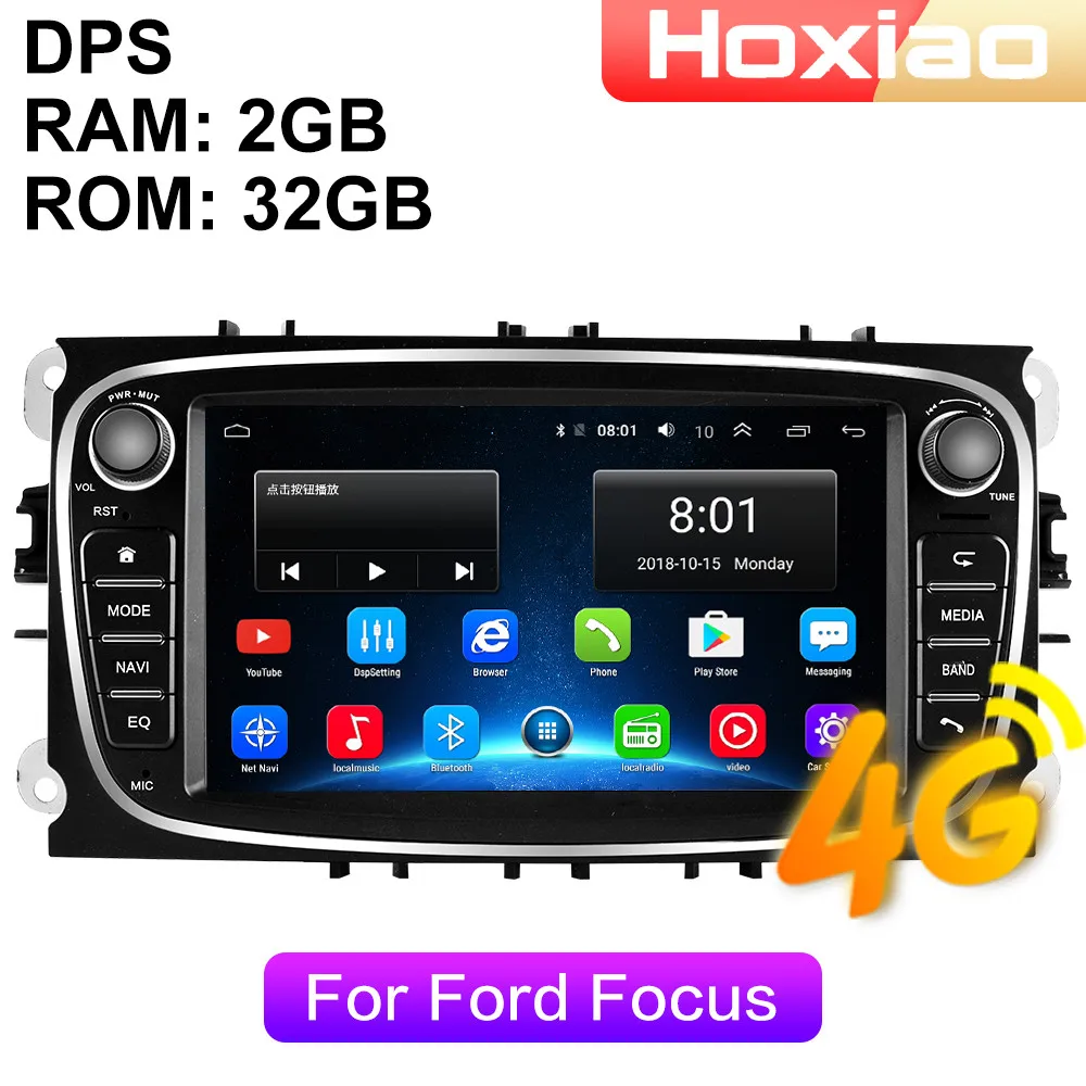 Автомагнитола 2 Din 4G Android 9 мультимедийный видеоплеер для Ford Focus S Max Mondeo Galaxy C