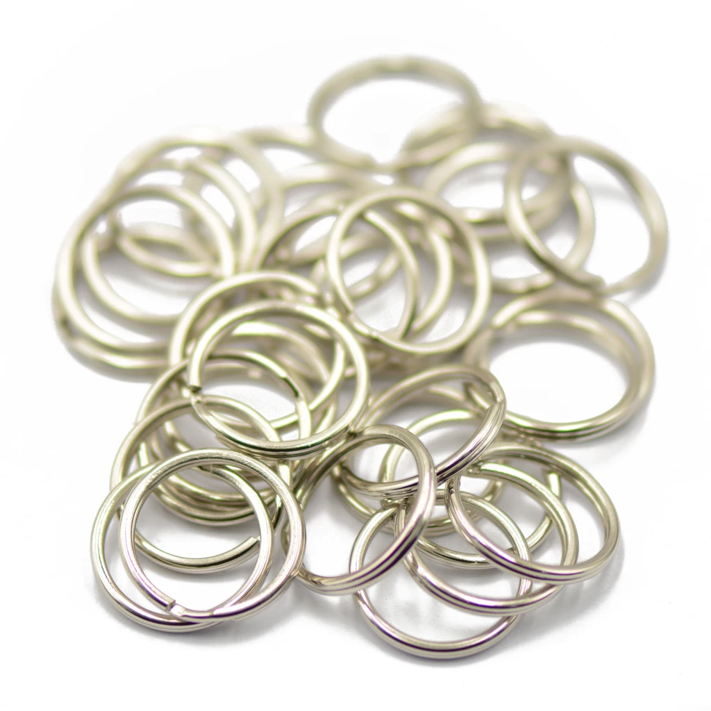 50pcs 18mm Keychain Circle Buckle Clip Key Ring Stainless Steel Split Keychain Round Loop Hoop Buckle