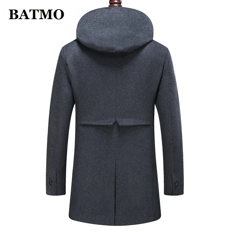 BATMO new arrival high quality wool hooded jackets men,men's wool trench coat,plus-size M-8XL 1988