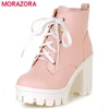 MORAZORA 2022 las mujeres atractivas de la nueva manera botines lace up tacones altos plataforma punky mujer Otoño Invierno nieve botas zapatos de las señoras ► Foto 1/6