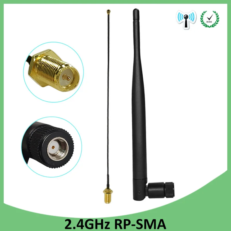 GRANDWISDOM 2pcs 2.4G antenna 5dbi sma female wlan wifi 2.4ghz antene IPX ipex 1 SMA male pigtail Extension Cable module antena | Мобильные