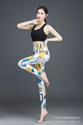 № 85 печатных Фитнес брюки Для женщин леггинсы брюки для занятий спортом, брюки гимнастические брюки спортивные Костюмы Slim Fit брюки для йоги