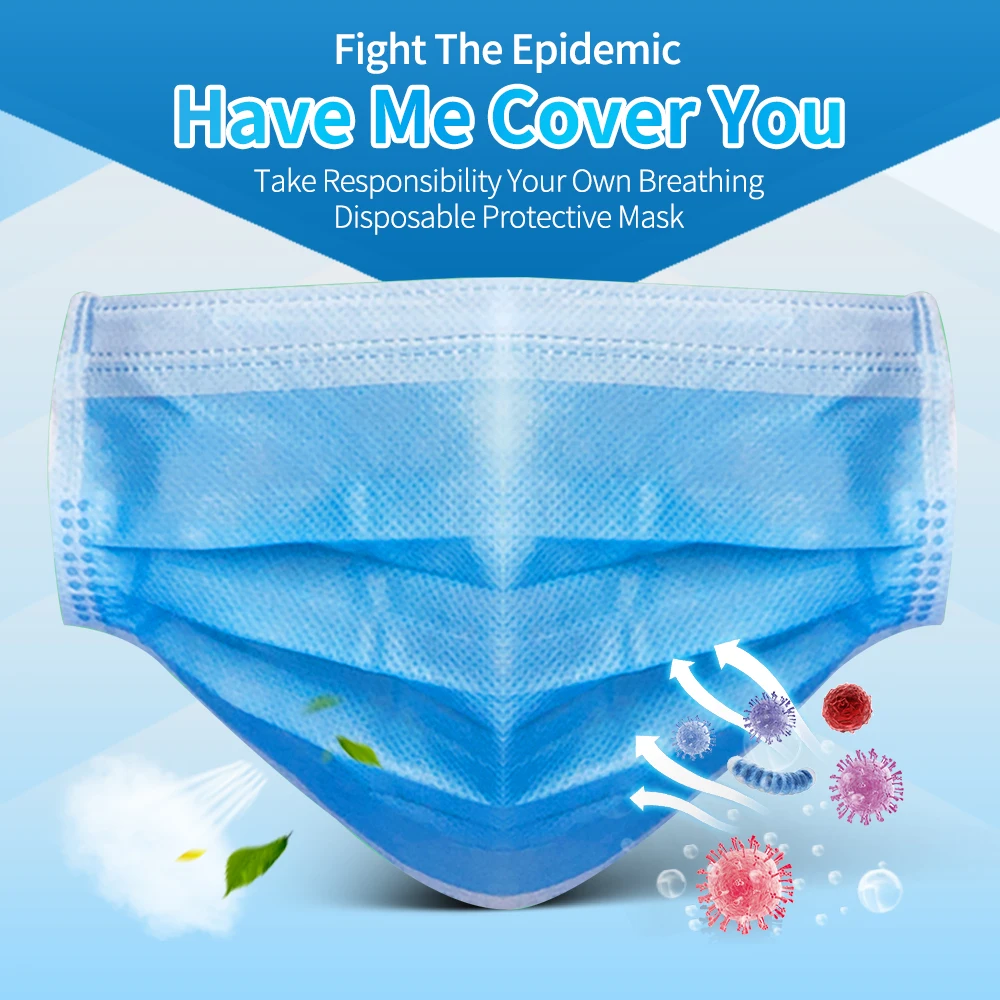 

100-300 PCS Disposable Mouth Masks 3 layers Anti-Dust Anti virus Protection Fabric Dust Mask Non Woven Disposable Anti dust Mask
