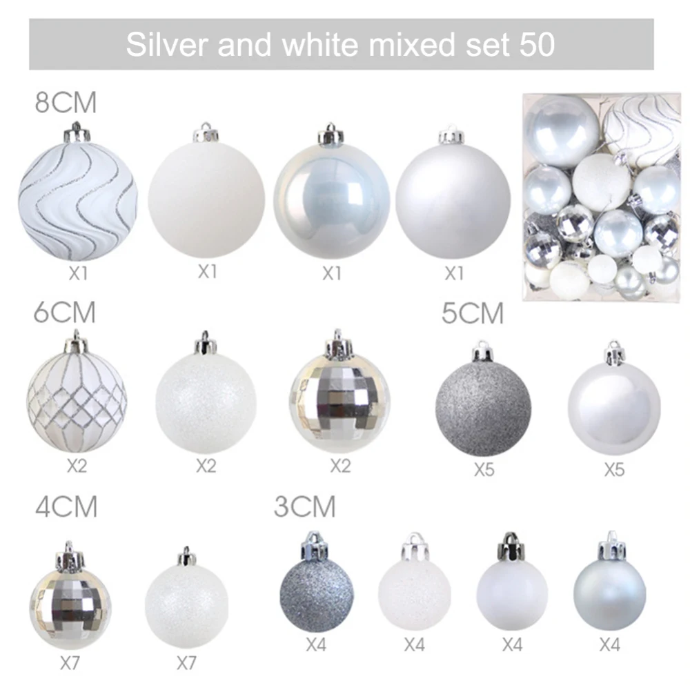 50 Pcs Merry Christmas Tree Decor Ball Ornaments Xmas Tree PVC Ball Hanging Christmas Decorations for Home Navidad - Цвет: A1