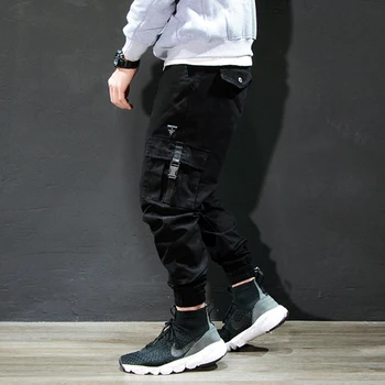 

Fashion Streetwear Men Jeans Casual Loose Fit Big Pocket Cargo Pants Homme Slack Bottom Harem Trousers Hip Hop Pants Men Joggers