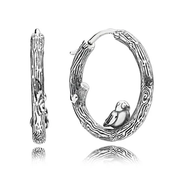 

YDX 925 sterling silver wood grain bird earrings women fashion jewelry
