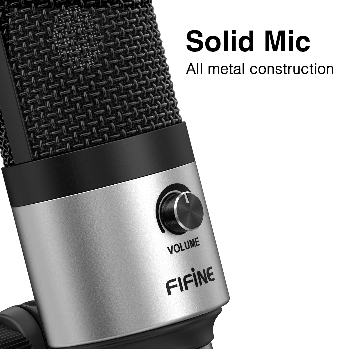 FIFINE Metal Computer Microphone USB MIC kit with Volume Knob for