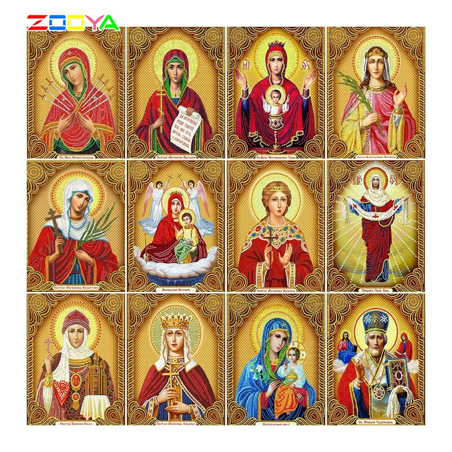Алмазная вышивка Zooya, вышивка крестиком, 6 картин, религиозная икона, 5D, алмазная вышивка, мозаика, украшение на год, подарок, ручная работа, 6Zj07