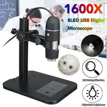 Цифровой 1600X микроскоп 8 светодиодный 2MP электронный микроскоп Эндоскоп зум Камера Лупа лифт стенд инструмент с измерительной линейкой