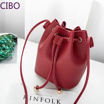 

2019 Fashion Women MINI Bucket Bag Vintage Messenger Bag High Quality Retro Shoulder Bag Simple Crossbody Purse Bag